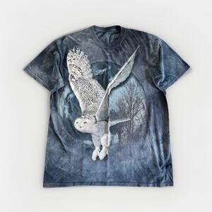 VTG Mountain Owl Graphic T-Shirt XL Tee Vintage Blue Dark Grunge Witchy Street